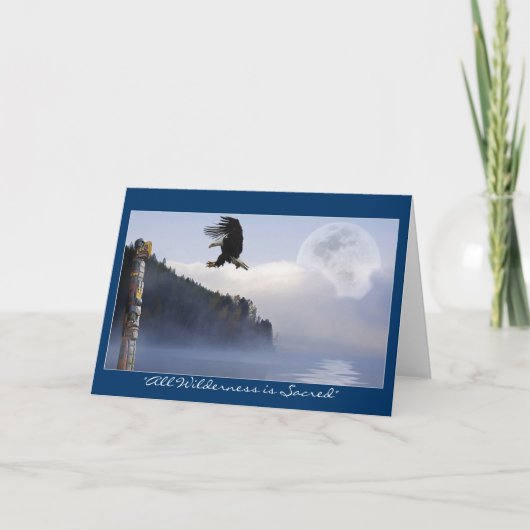 Bald Eagle, Totem Pole & Super Moon Wenskaarten Kaart (Voorkant)