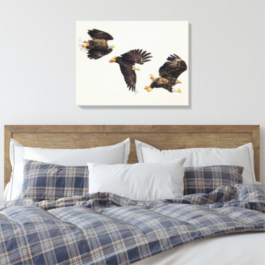 Bald Eagle Triple Flight Canvas Afdruk (Insitu (Slaapkamer))