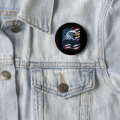 Bald Eagle Trots Patriottische Amerikaanse vlag 4e Ronde Button 5,7 Cm (In situ)