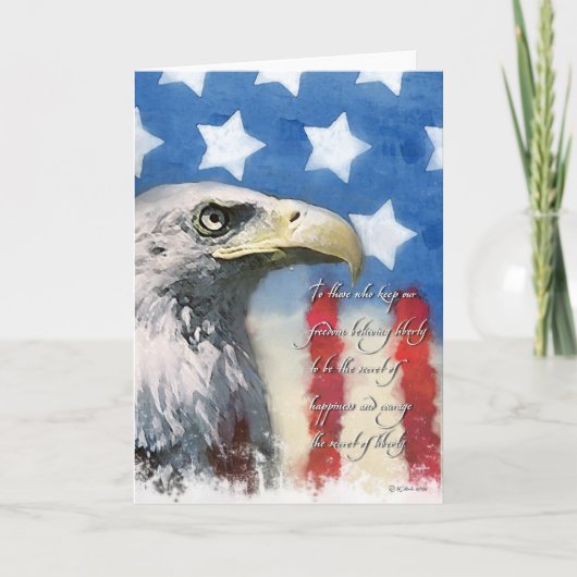 Bald Eagle U.S. Flag en Patriottische Hartelijk da Bedankkaart (Voorkant)