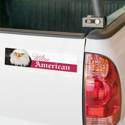 Bald Eagle Ultra American of Custom Text Red White Bumpersticker (Op Truck)