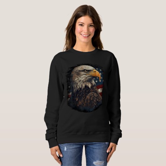 Bald Eagle US American Flag 4th Of July Proud Patr Trui (Voorkant volledig)