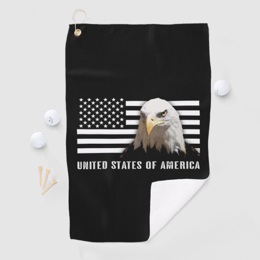 Bald Eagle & US Flag Golfhanddoek (Insitu)