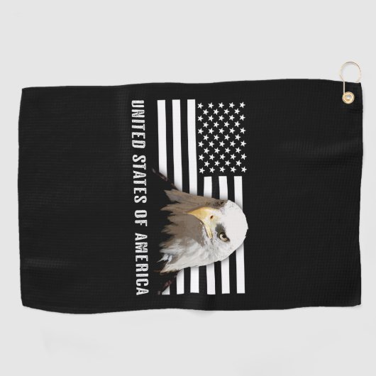 Bald Eagle & US Flag Golfhanddoek (Horizontaal)