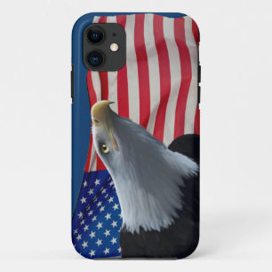Bald Eagle & US Flag Patriotic Design iPhone 11 Hoesje