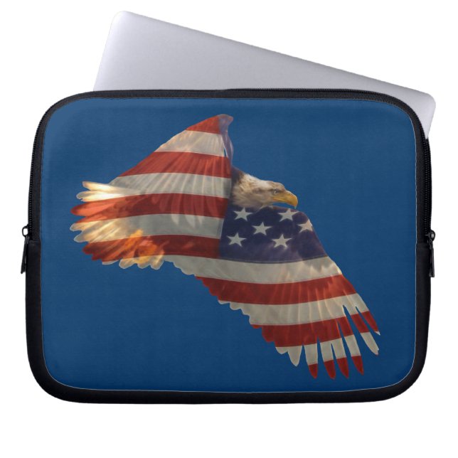 Bald Eagle & US Flag Patriotic Laptop Slapje Laptop Sleeve (Voorkant)