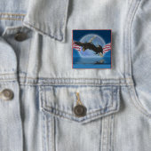 BALD EAGLE & US VLAG Patriot Series Vierkante Button 5,1 Cm (In situ)