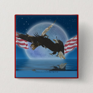 BALD EAGLE & US VLAG Patriot Series Vierkante Button 5,1 Cm