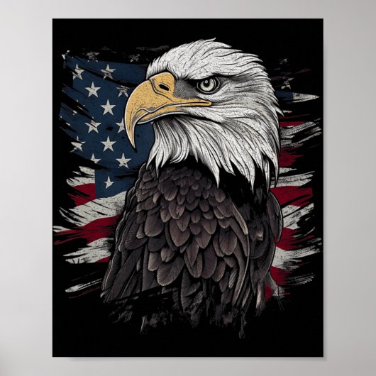 Bald Eagle USA American Flag Patriotic Graphic Man Poster (Voorkant)