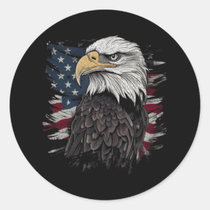 Bald Eagle USA American Flag Patriotic Graphic Man Ronde Sticker