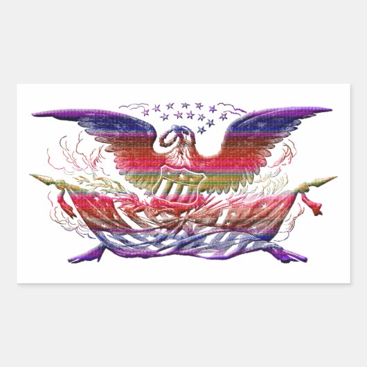 Bald Eagle USA Flag Americana Patriotic Art Rechthoekige Sticker (Voorkant)