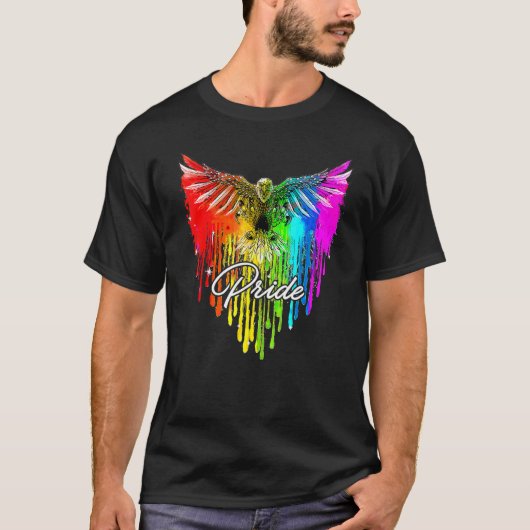 Bald Eagle Usa Lgbt Rainbow Flag Shirt Gay and Les (Voorkant)