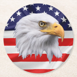Bald Eagle verbluffend patriottisch cadeau Ronde Kartonnen Onderzetter