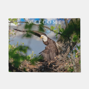 Bald Eagle verlaat het nest Deurmat
