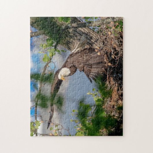 Bald Eagle verlaat het nest Legpuzzel (Verticaal)