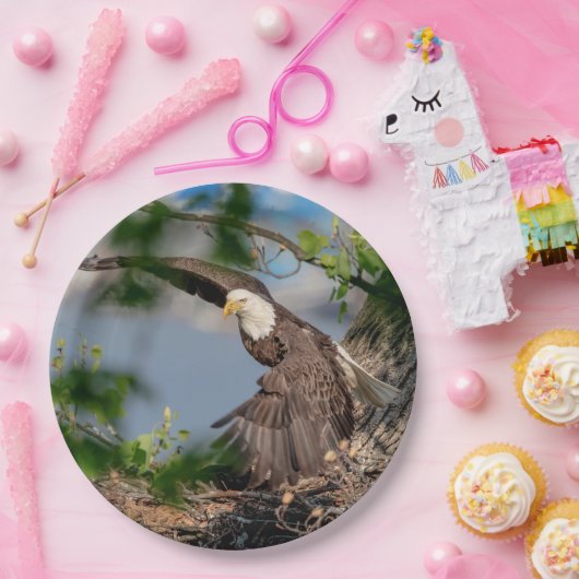 Bald Eagle verlaat het nest Papieren Bordje (Feest)