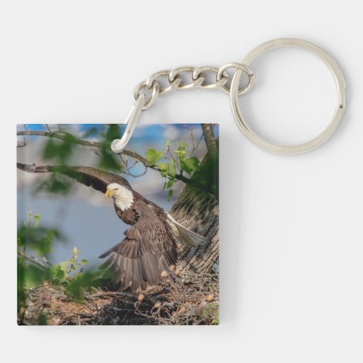 Bald Eagle verlaat het nest Sleutelhanger (Achterkant)