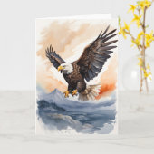 Bald Eagle vliegen boven de Ocean Blank Kaart (Gele Bloem)