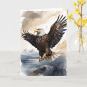 Bald Eagle vliegen hoog boven het Zee Blank Kaart (Gele Bloem)