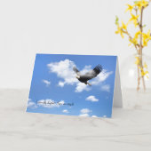 Bald Eagle vliegt in wolken Kaart (Gele Bloem)