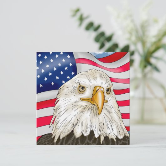 Bald Eagle voor de Amerikaanse vlag Patriottische  (Staand voorkant)