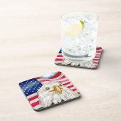 Bald Eagle voor de Amerikaanse vlag Patriottische  Bier Onderzetter (Rechterzijde)