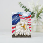 Bald Eagle voor de Amerikaanse vlag Patriottische  Briefkaart (Staand voorkant)