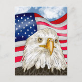 Bald Eagle voor de Amerikaanse vlag Patriottische  Briefkaart (Voorkant)