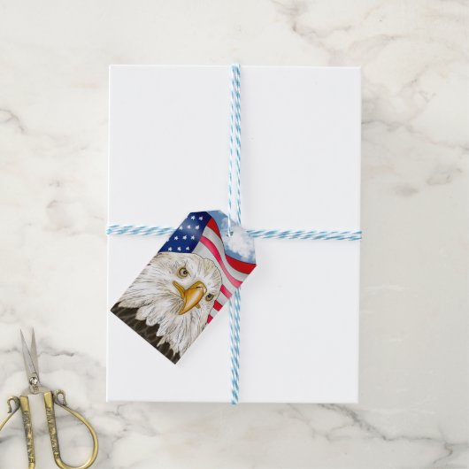 Bald Eagle voor de Amerikaanse vlag Patriottische  Cadeaulabel (Met Touw)
