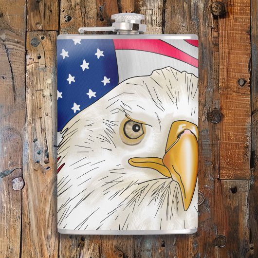 Bald Eagle voor de Amerikaanse vlag Patriottische  Heupfles