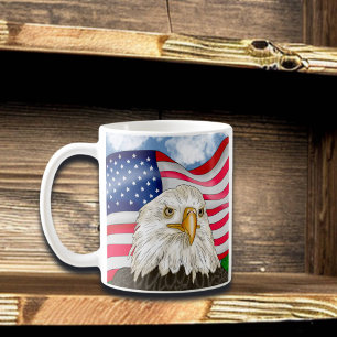 Bald Eagle voor de Amerikaanse vlag Patriottische  Koffiemok