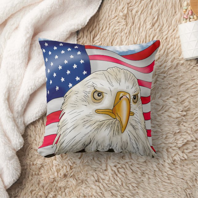 Bald Eagle voor de Amerikaanse vlag Patriottische  Kussen (Deken)