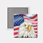 Bald Eagle voor de Amerikaanse vlag Patriottische  Magneet (Voorkant / Achterkant)