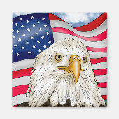 Bald Eagle voor de Amerikaanse vlag Patriottische  Magneet (Voorkant)