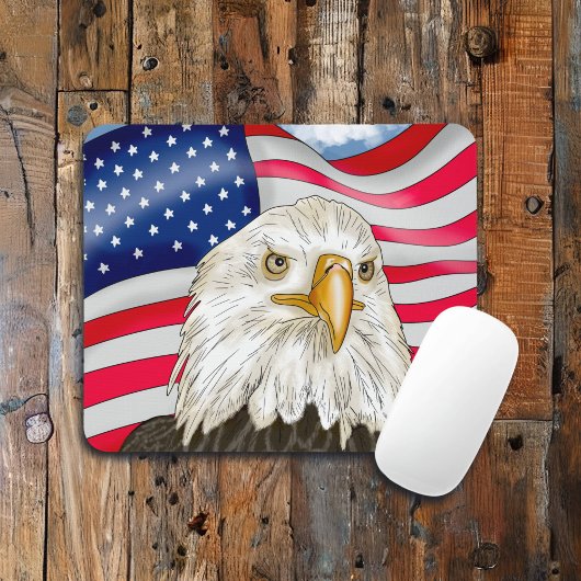 Bald Eagle voor de Amerikaanse vlag Patriottische Muismat