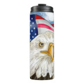 Bald Eagle voor de Amerikaanse vlag Patriottische Thermosbeker (Voorkant)