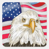 Bald Eagle voor de Amerikaanse vlag Patriottische  Vierkante Sticker (Voorkant)