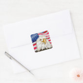 Bald Eagle voor de Amerikaanse vlag Patriottische  Vierkante Sticker (Envelop)