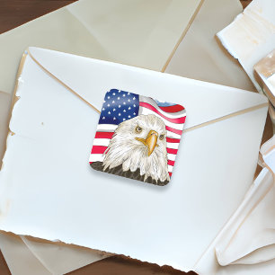 Bald Eagle voor de Amerikaanse vlag Patriottische  Vierkante Sticker