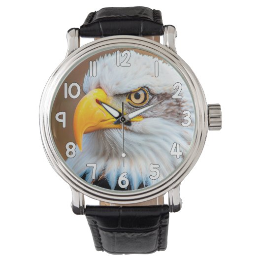 Bald Eagle Wall Clock – American Eagle Wildlife Na Horloge (Voorkant)