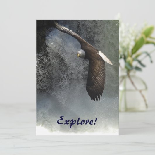 Bald Eagle & Waterfall Invitation Kaarten (Staand voorkant)