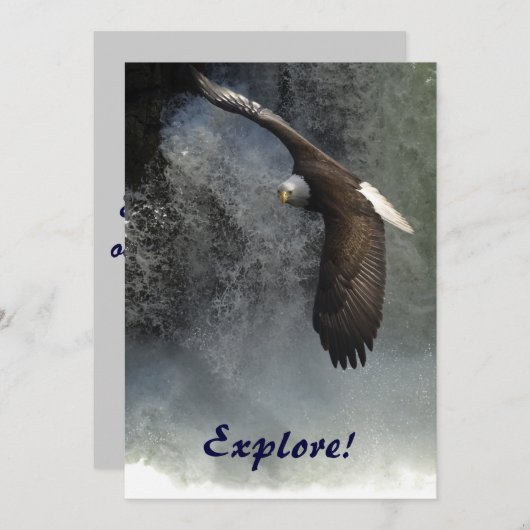Bald Eagle & Waterfall Invitation Kaarten (Voorkant / Achterkant)