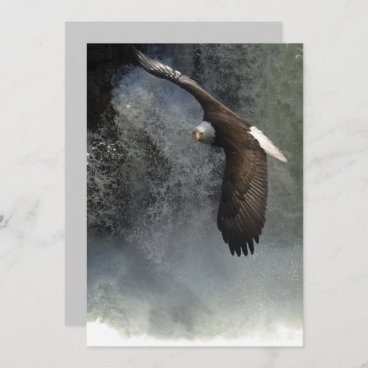 Bald Eagle & Waterfall Invitation Kaarten (Voorkant / Achterkant)