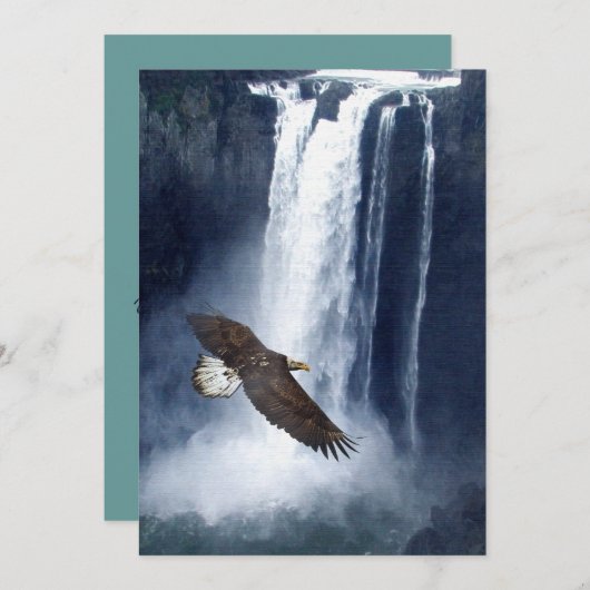 Bald Eagle & Waterfall Invitation Kaarten (Voorkant / Achterkant)