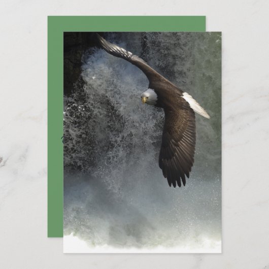Bald Eagle & Waterfall Invitation Kaarten (Voorkant / Achterkant)