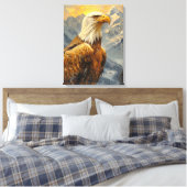 Bald Eagle Waterverf Mountains Canvas Afdruk (Insitu (Slaapkamer))