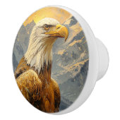 Bald Eagle Waterverf Mountains Keramische Knop (Rechts)