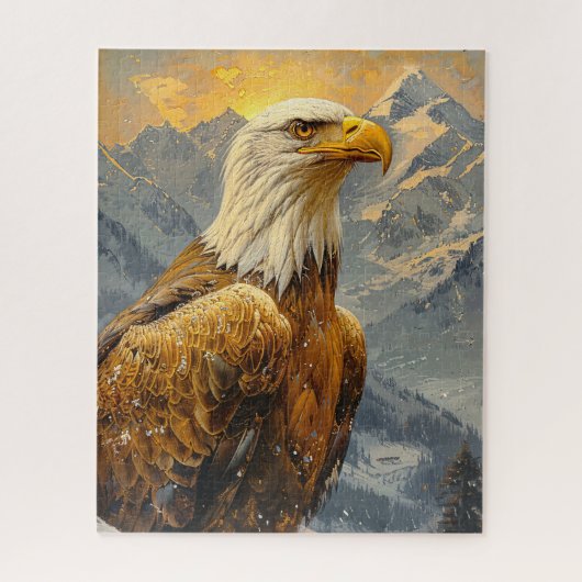 Bald Eagle Waterverf Mountains Legpuzzel (Verticaal)
