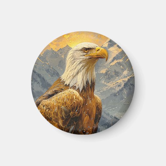 Bald Eagle Waterverf Mountains Magneet (Voorkant)