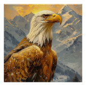 Bald Eagle Waterverf Mountains Perfect Poster (Voorkant)